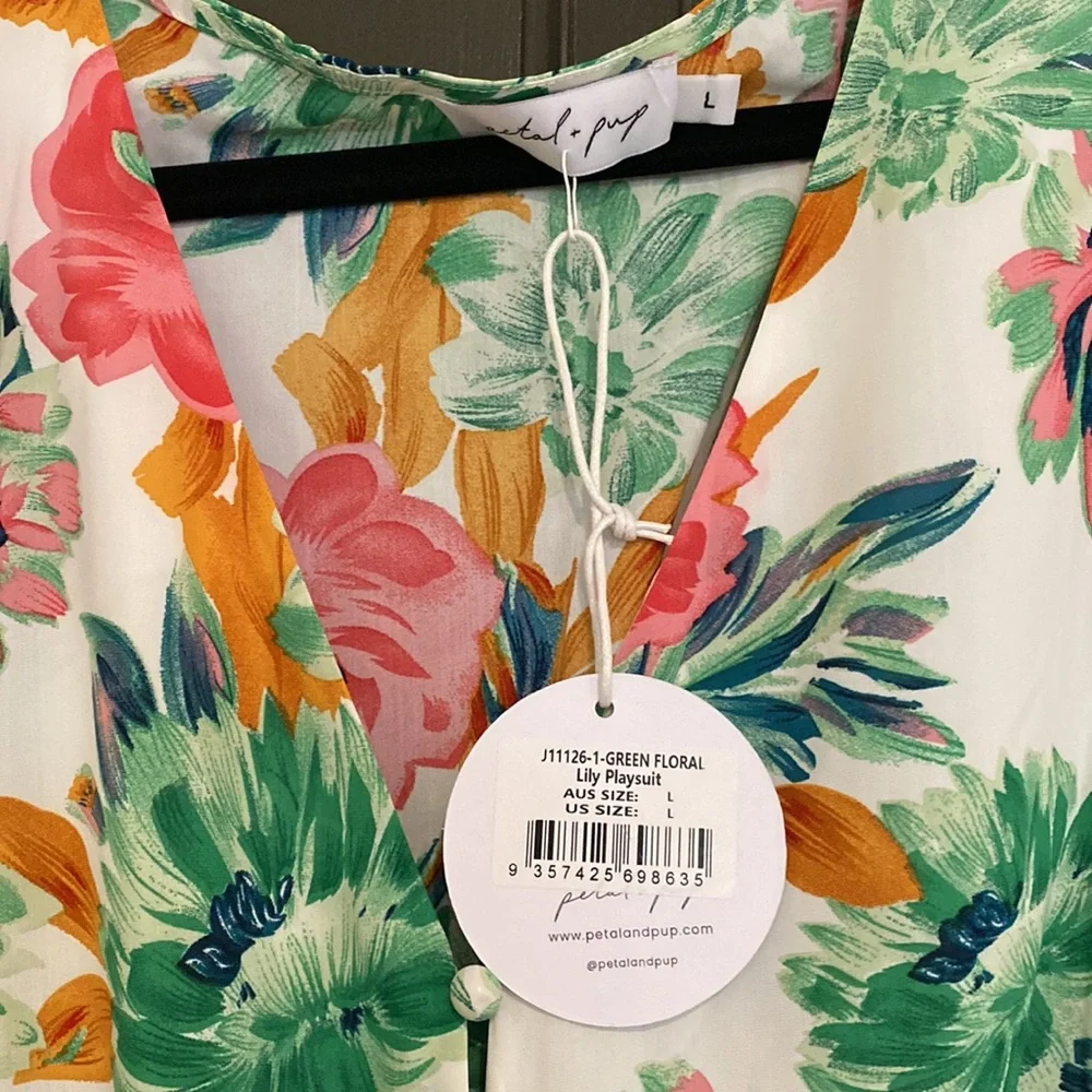 Petal & Pup Lily Romper / Green Floral - Picture 7 of 8
